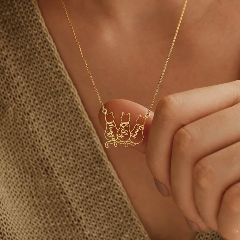 Personalized Cat Name Necklace - Surprise Gift for Cat Lovers - Canvasgiftco