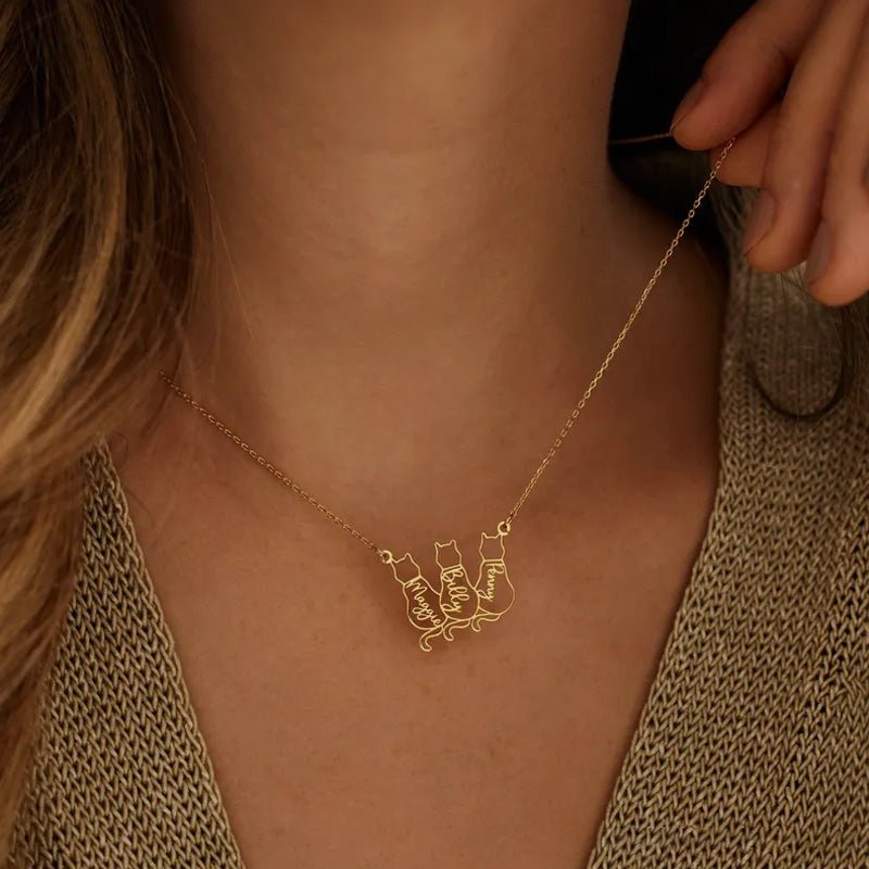 Personalized Cat Name Necklace - Surprise Gift for Cat Lovers - Canvasgiftco