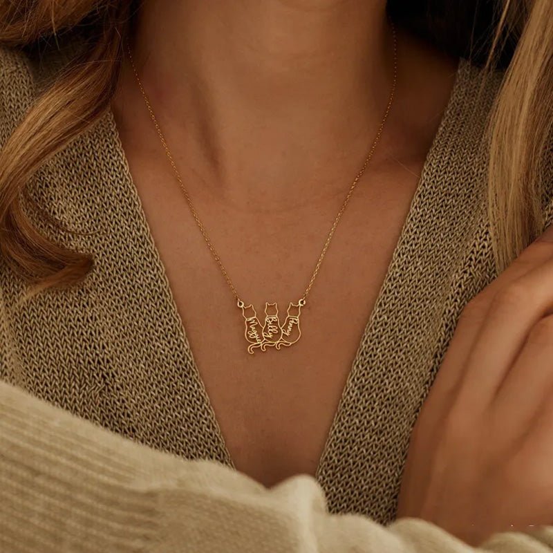 Personalized Cat Name Necklace - Surprise Gift for Cat Lovers - Canvasgiftco