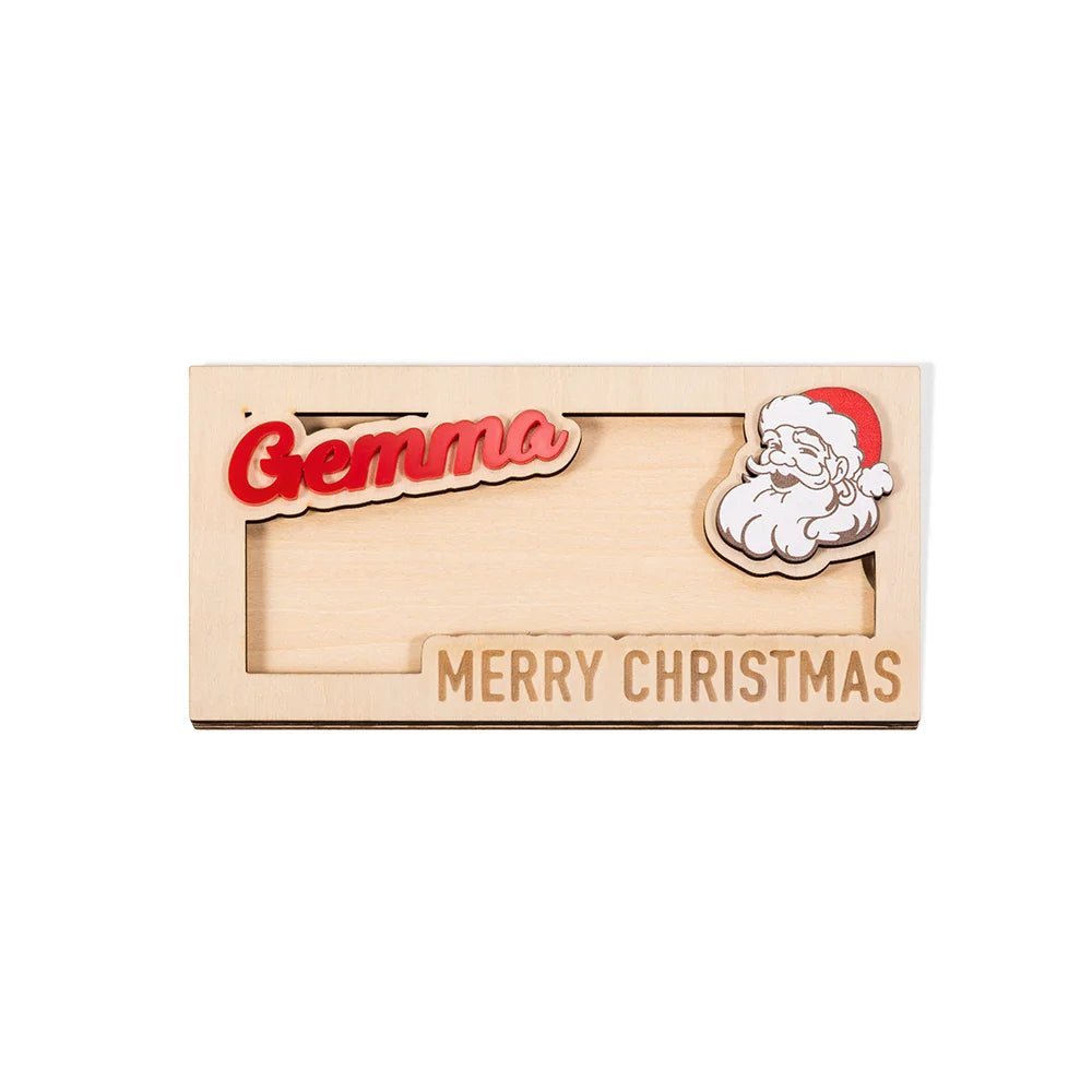 Personalized Christmas Wooden Envelope Money Holder - Canvasgiftco