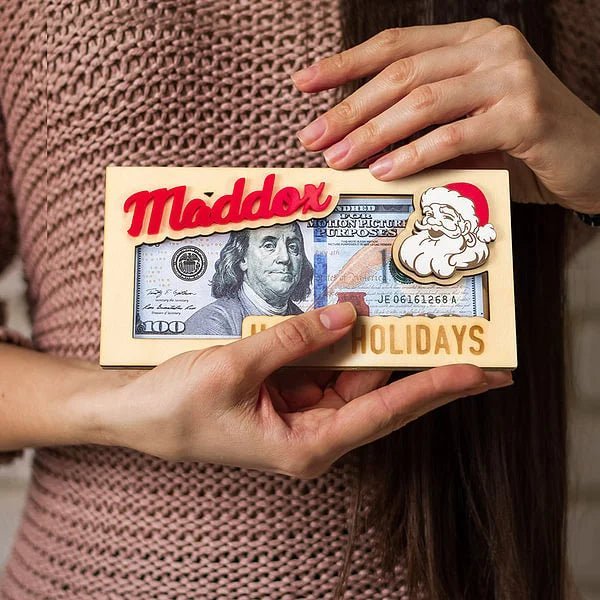 Personalized Christmas Wooden Envelope Money Holder - Canvasgiftco