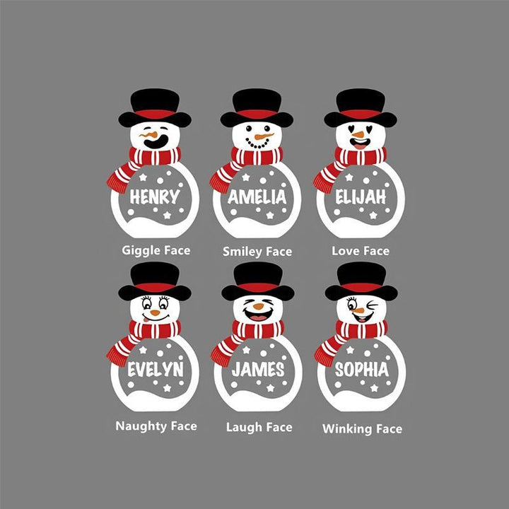 Personalized Cute Snowman LED Light Wooden Ornament - Canvasgiftco