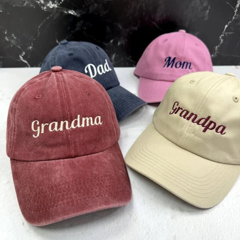 Personalized embroidered hats for moms - Canvasgiftco