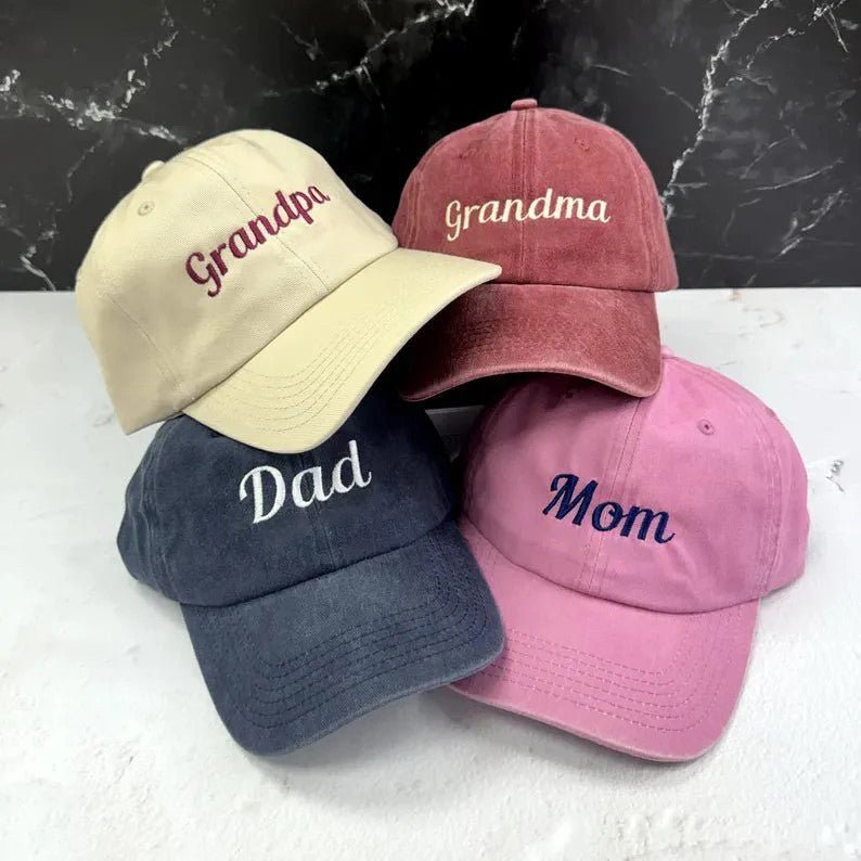 Personalized embroidered hats for moms - Canvasgiftco