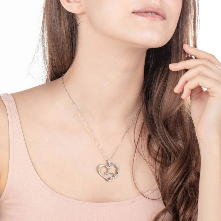 Personalized Engraved Baby Feet Heart Family Necklace with 1 - 8 Names and Birthstones Mother‘s Day Birthday for Mother Grandma - Canvasgiftco