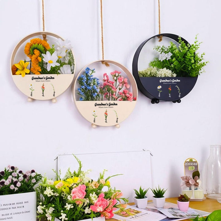 Personalized Flower Basket, Grandma's Garden Hanging Metal Flower Basket, Mother's Day Gifts, Birthday Gifts from Grandkid, Gift for Grandma - Canvasgiftco