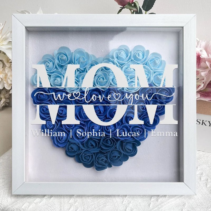 Personalized Flower Heart Shadowbox for Mom - Canvasgiftco
