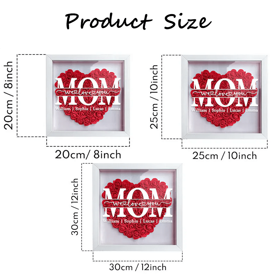 Personalized Flower Heart Shadowbox for Mom - Canvasgiftco