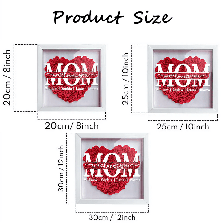 Personalized Flower Heart Shadowbox for Mom - Canvasgiftco