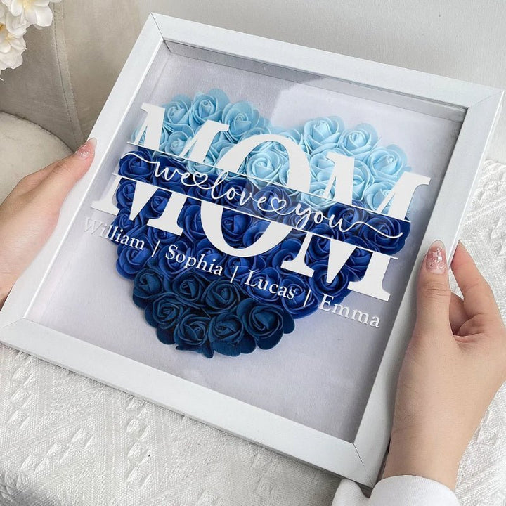 Personalized Flower Heart Shadowbox for Mom - Canvasgiftco