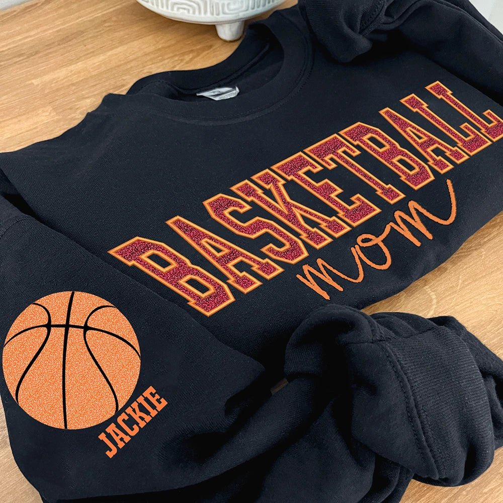 Personalized Glitter Embroidered Volleyball Mom Sweatshirt - Canvasgiftco