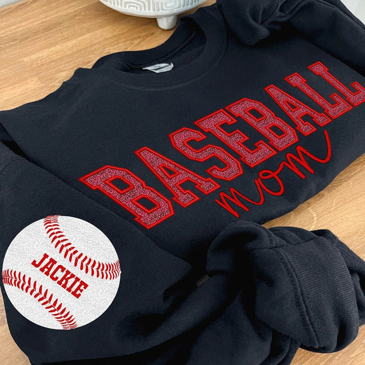 Personalized Glitter Embroidered Volleyball Mom Sweatshirt - Canvasgiftco