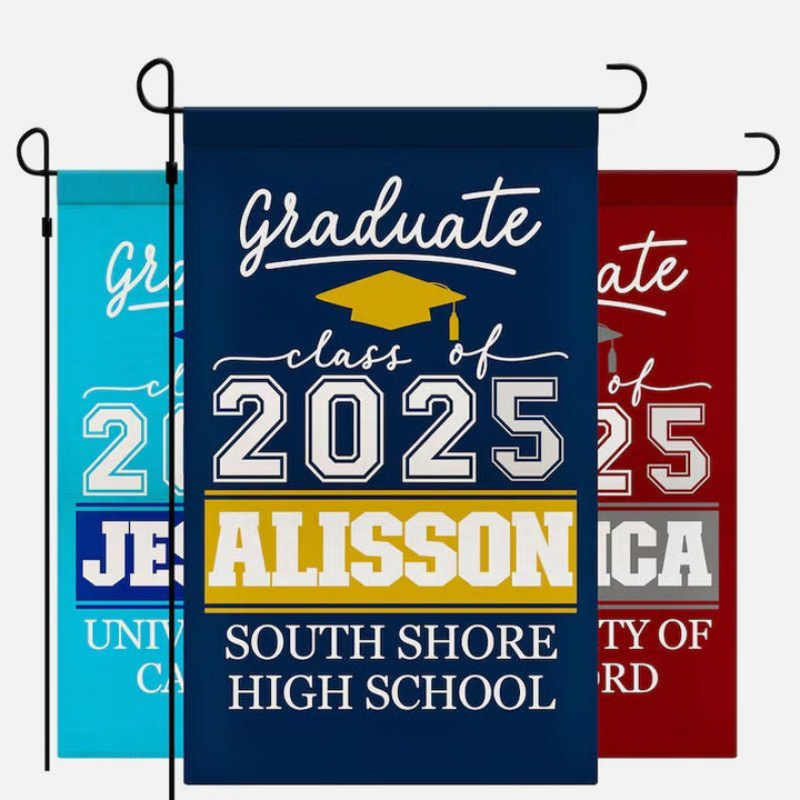 Personalized Graduation Garden Flag with Name and School Name - Canvasgiftco