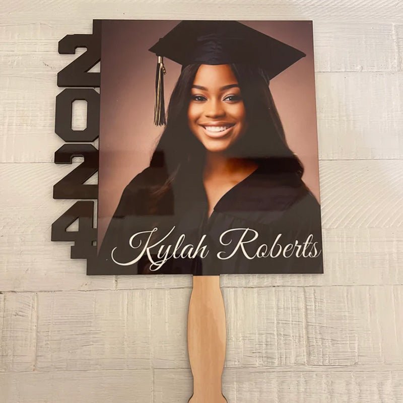 Personalized Graduation Season Laser Cut Wooden Fan - Graduation Sign Plaque - Canvasgiftco