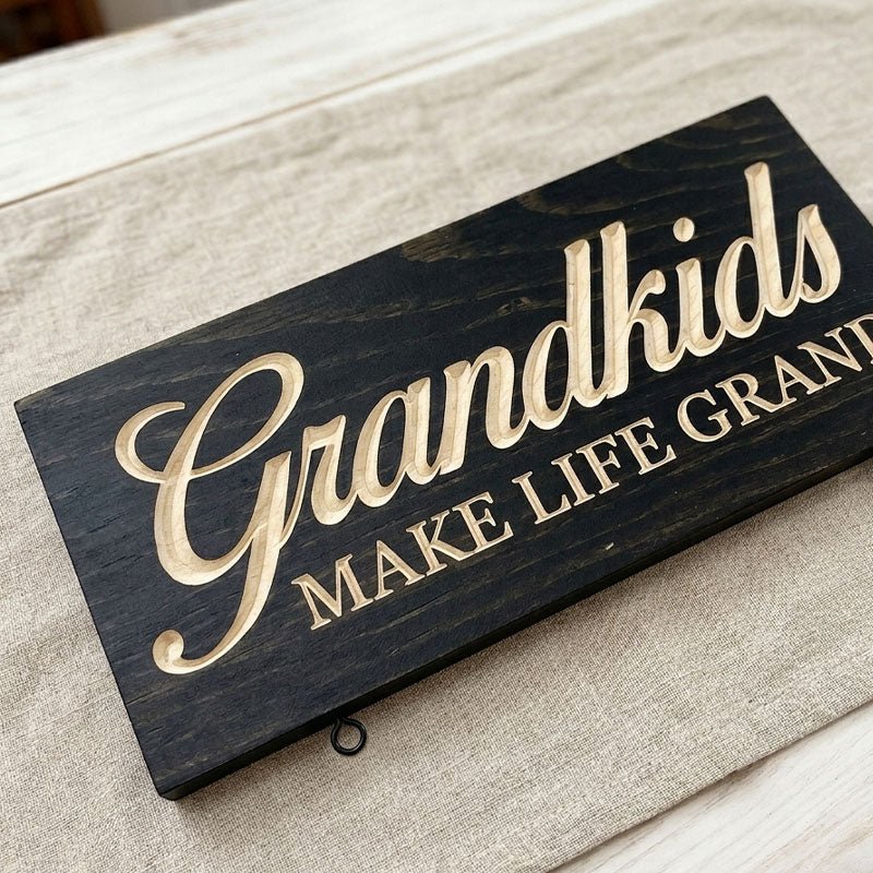 Personalized Grandkids Hanging Sign | 2024 Version Engraved Design - Canvasgiftco