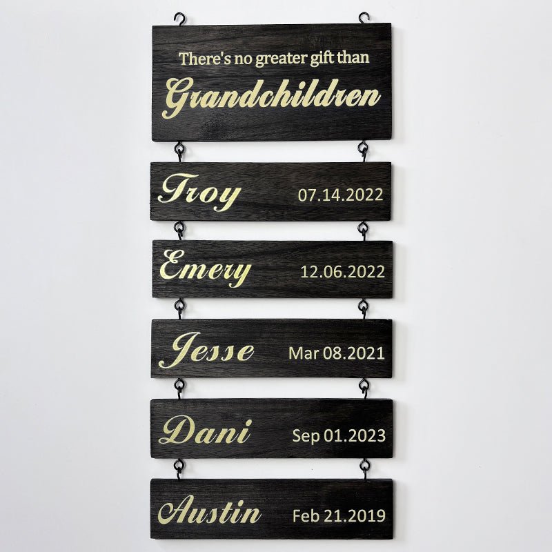 Personalized Grandkids Hanging Sign | 2024 Version Printed Design - Canvasgiftco