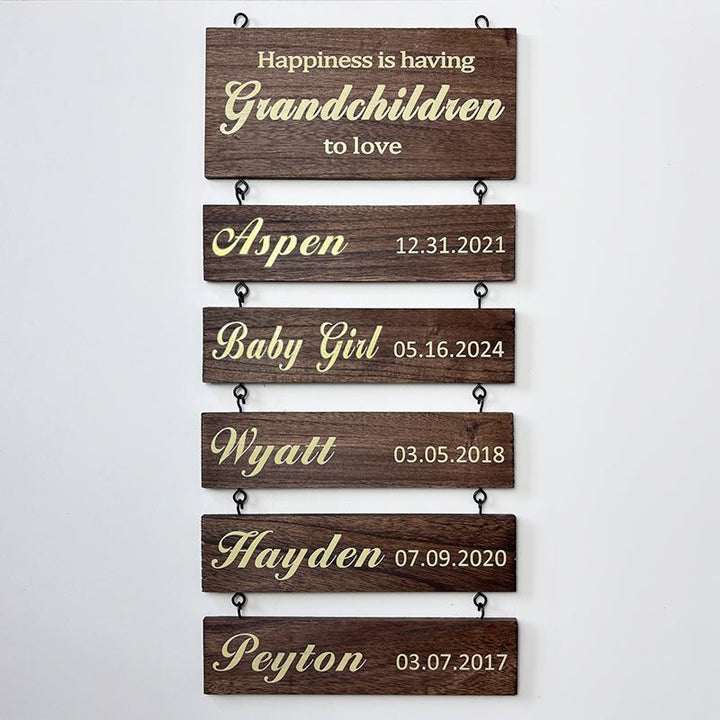 Personalized Grandkids Hanging Sign | 2024 Version Printed Design - Canvasgiftco