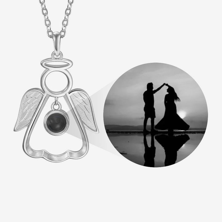 Personalized Guardian Angel Photo Projection Memorial Necklace - Canvasgiftco