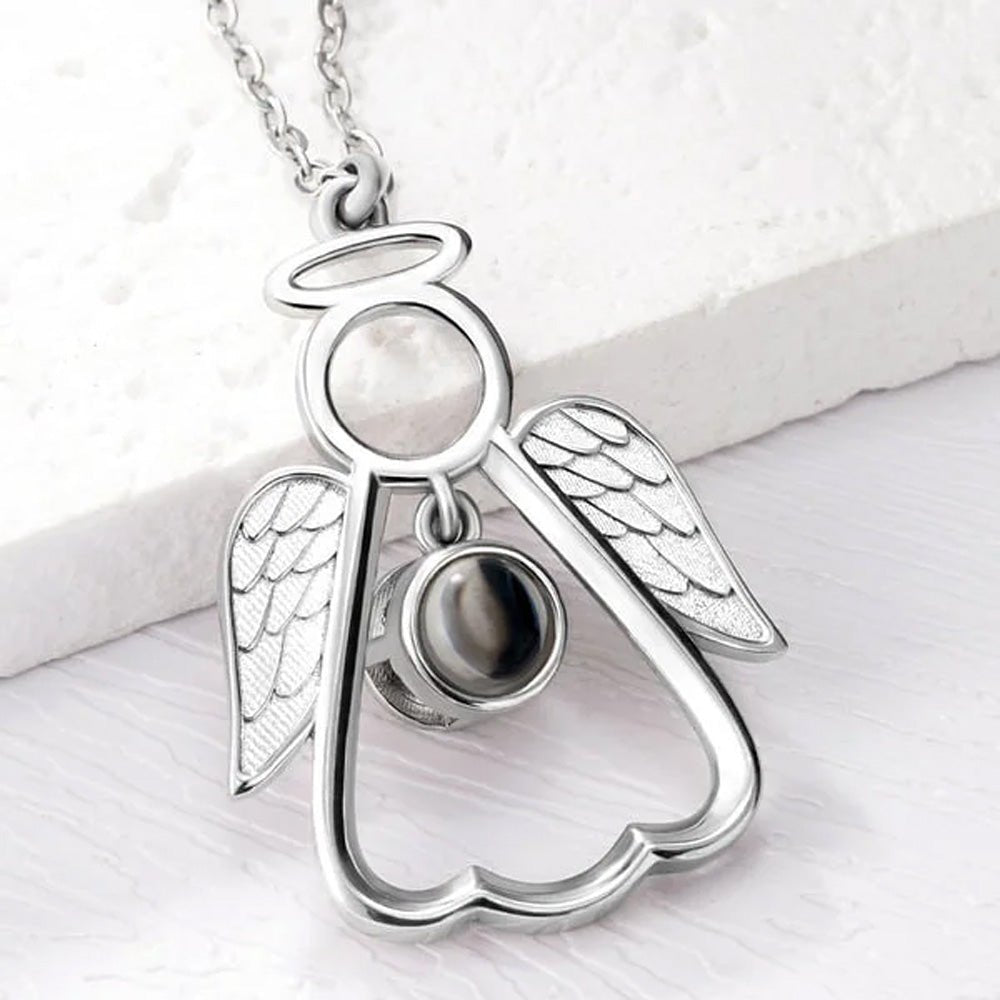 Personalized Guardian Angel Photo Projection Memorial Necklace - Canvasgiftco