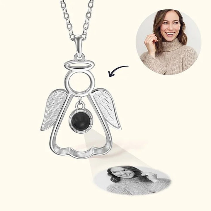 Personalized Guardian Angel Photo Projection Memorial Necklace - Canvasgiftco