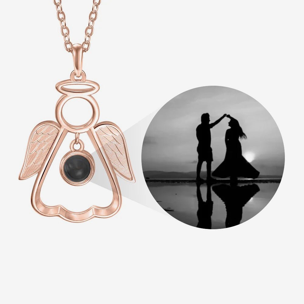 Personalized Guardian Angel Photo Projection Memorial Necklace - Canvasgiftco