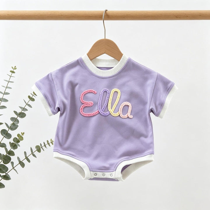 Personalized Hand-Embroidered Baby Romper – Baby-Safe Cotton Outfit - Canvasgiftco