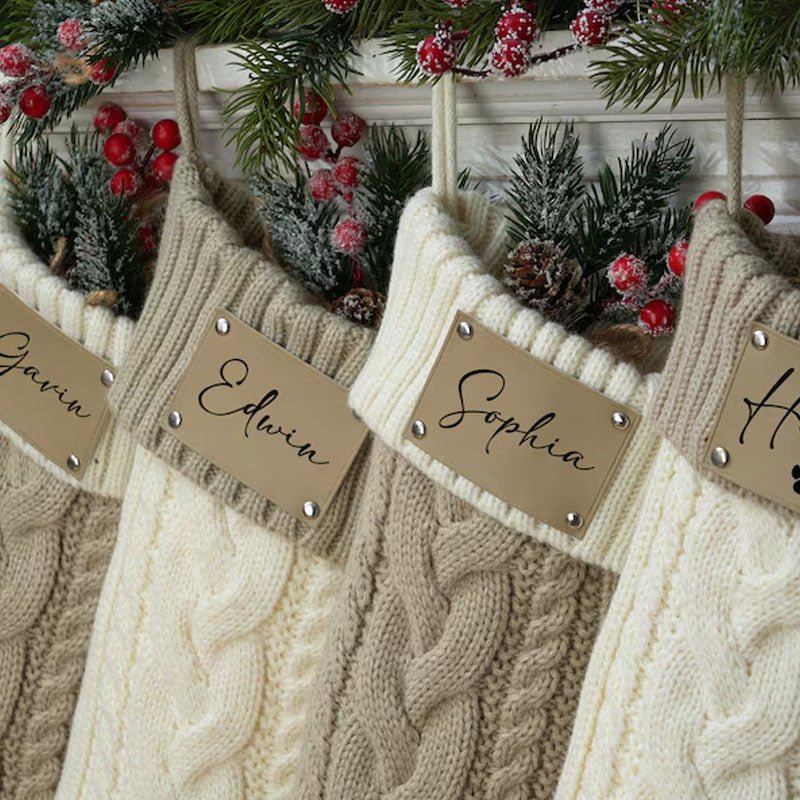 Personalized Hand Embroidered Christmas Stocking Decorations, Sock Gift Bags - Canvasgiftco