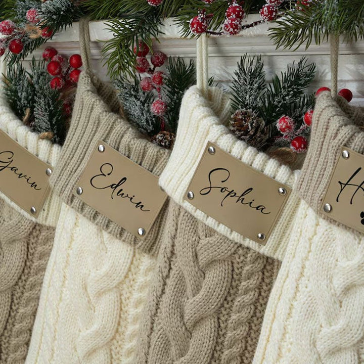 Personalized Hand Embroidered Christmas Stocking Decorations, Sock Gift Bags - Canvasgiftco