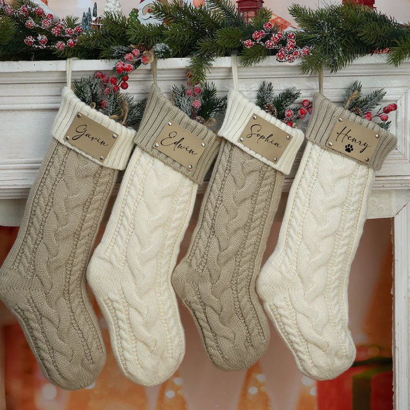 Personalized Hand Embroidered Christmas Stocking Decorations, Sock Gift Bags - Canvasgiftco