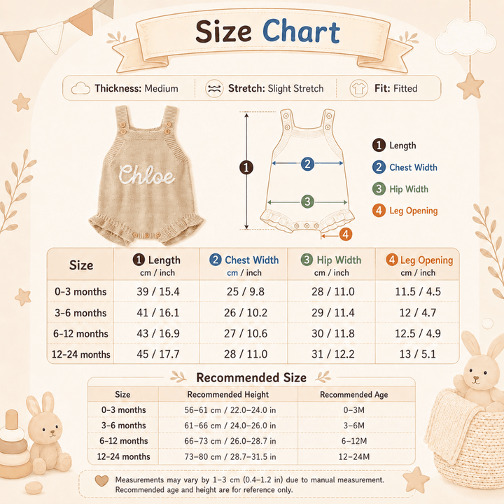 Personalized Hand-Embroidered Knit Baby Romper – Custom Name Baby Girl Outfit - Canvasgiftco
