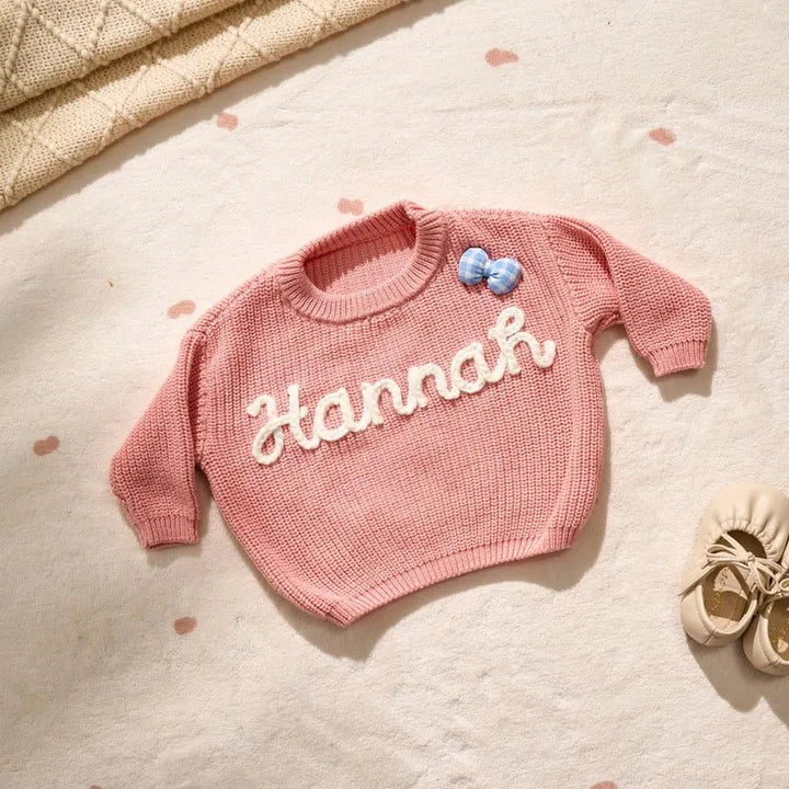 Personalized Hand - Knitted Baby Sweaters - A Hand - Embroidered Sweater Made for Baby’s First Memories - Canvasgiftco