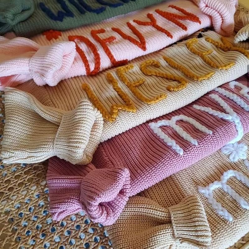 Personalized Hand-Knitted Baby Sweaters - A Hand-Embroidered Sweater Made for Baby’s First Memories - Canvasgiftco