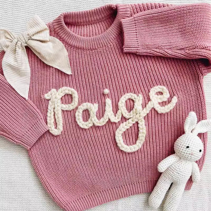 Personalized Hand - Knitted Baby Sweaters - A Hand - Embroidered Sweater Made for Baby’s First Memories - Canvasgiftco