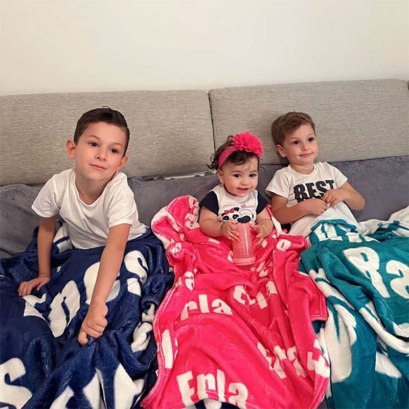 Personalized High - Quality Super Soft Name Family Blanket Birthday Christmas Gift for Kid Family - Canvasgiftco