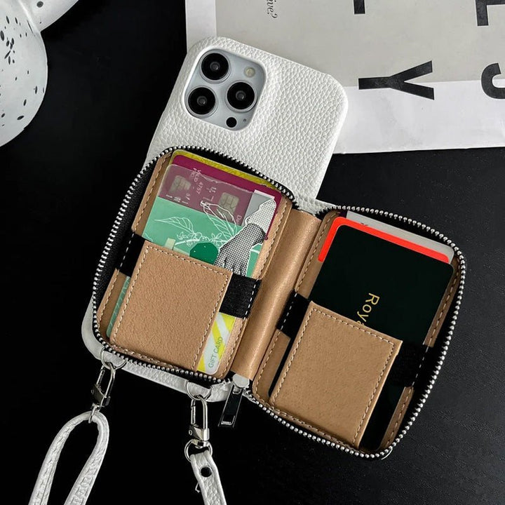 Personalized Leather Wallet Crossbody Phone Case For iPhone - Canvasgiftco