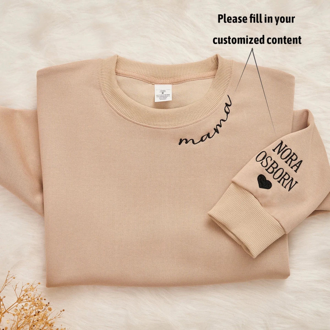 Personalized Mom Embroidered Sweatshirt Hoodie - Canvasgiftco
