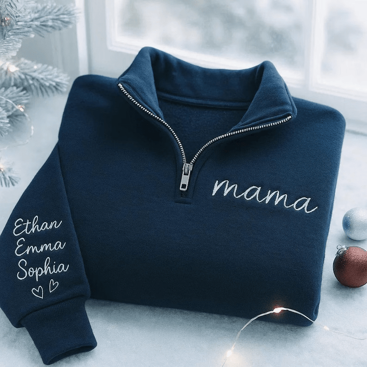 Personalized Mom Embroidered Sweatshirt Hoodie - Canvasgiftco