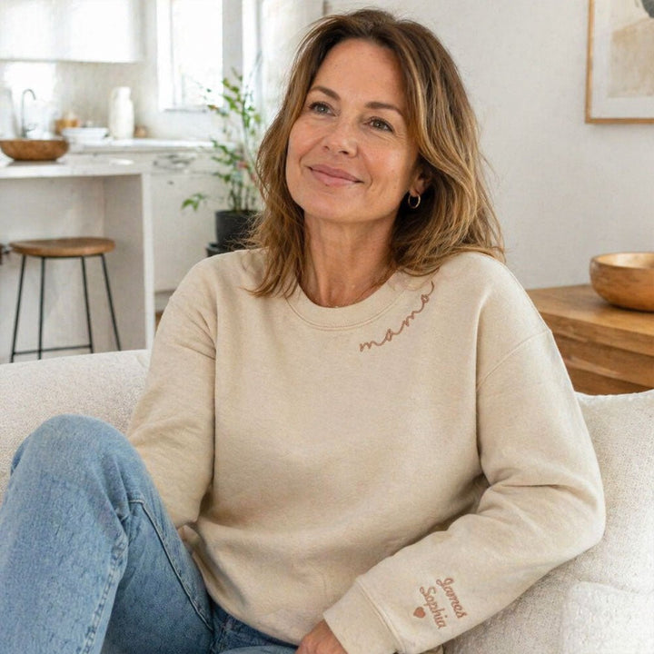Personalized Mom Embroidered Sweatshirt Hoodie - Canvasgiftco
