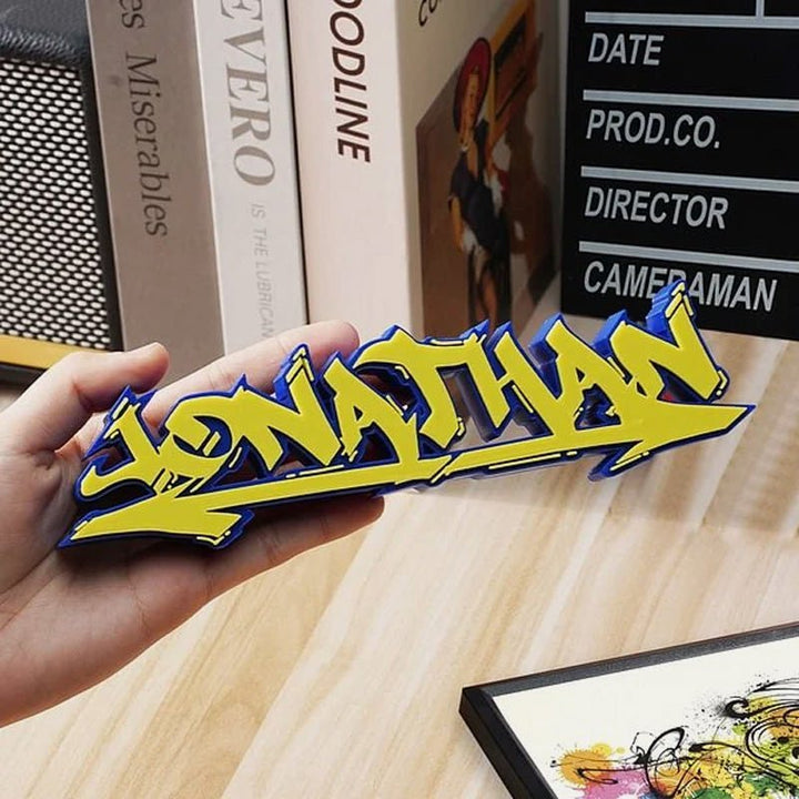 Personalized multi-color 3D printed graffiti nameplate - Canvasgiftco