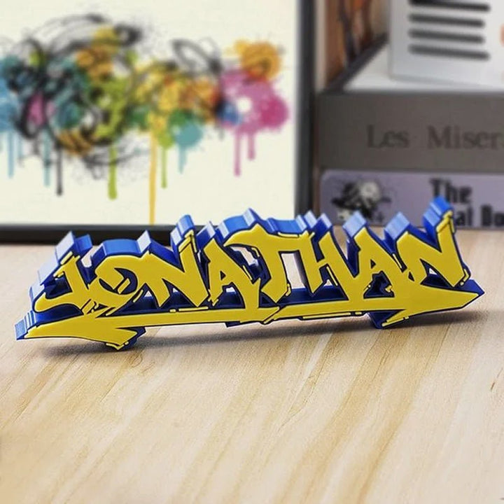 Personalized multi-color 3D printed graffiti nameplate - Canvasgiftco