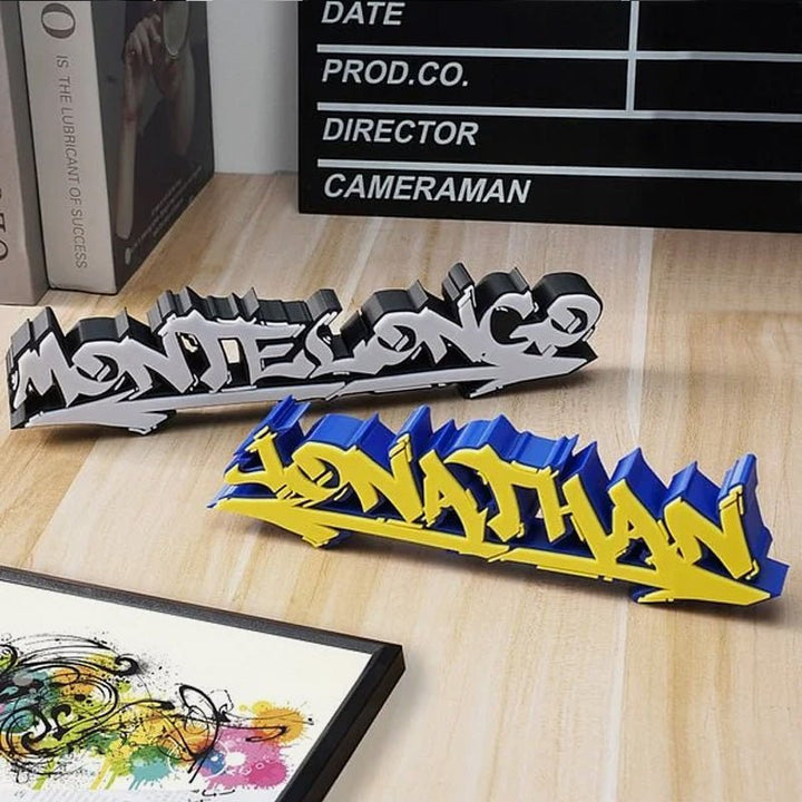 Personalized multi-color 3D printed graffiti nameplate - Canvasgiftco