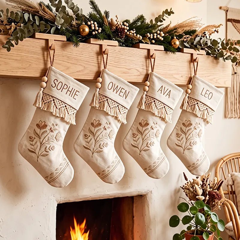 Personalized Name Christmas Stocking – Custom Holiday Stocking for Family - Canvasgiftco