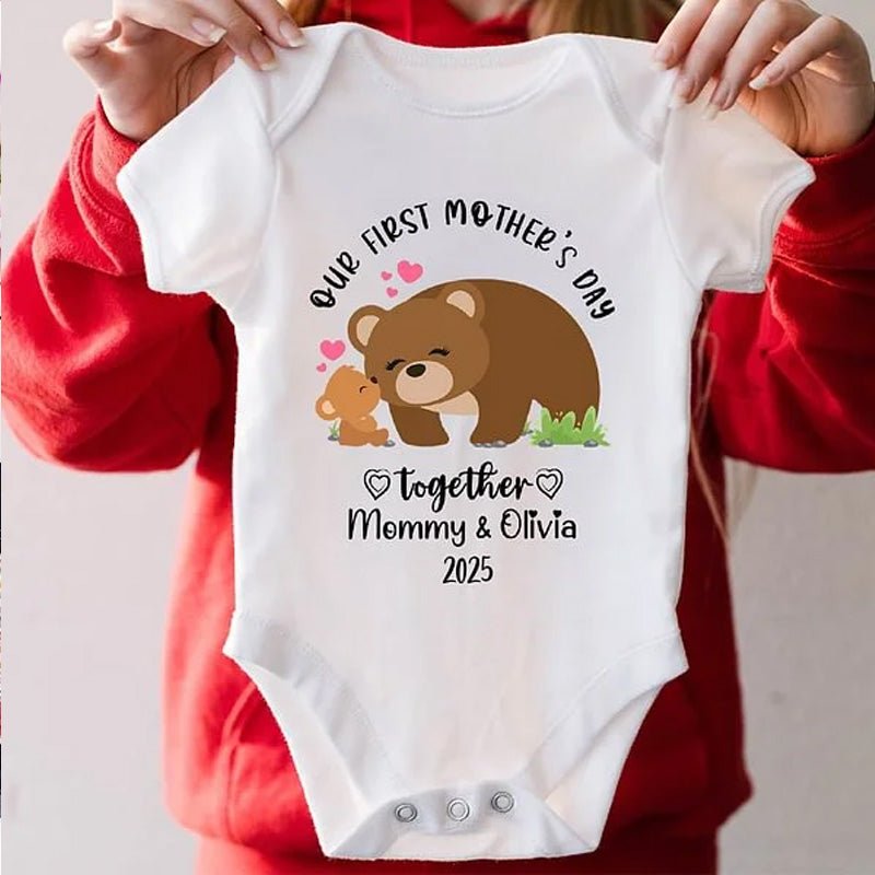 Personalized Our First Mother's Day Together 100% Cotton Baby Onesie - Canvasgiftco