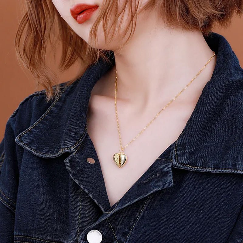 Personalized Picture Locket Angel Wings Heart Necklace - Canvasgiftco