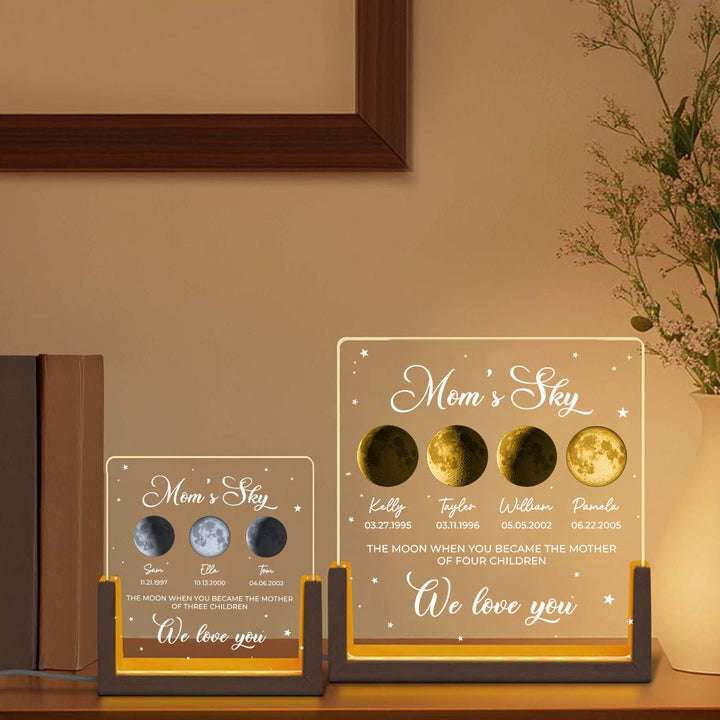 Personalized Real Moon Phase LED Light Painting - Mom's Sky - Canvasgiftco