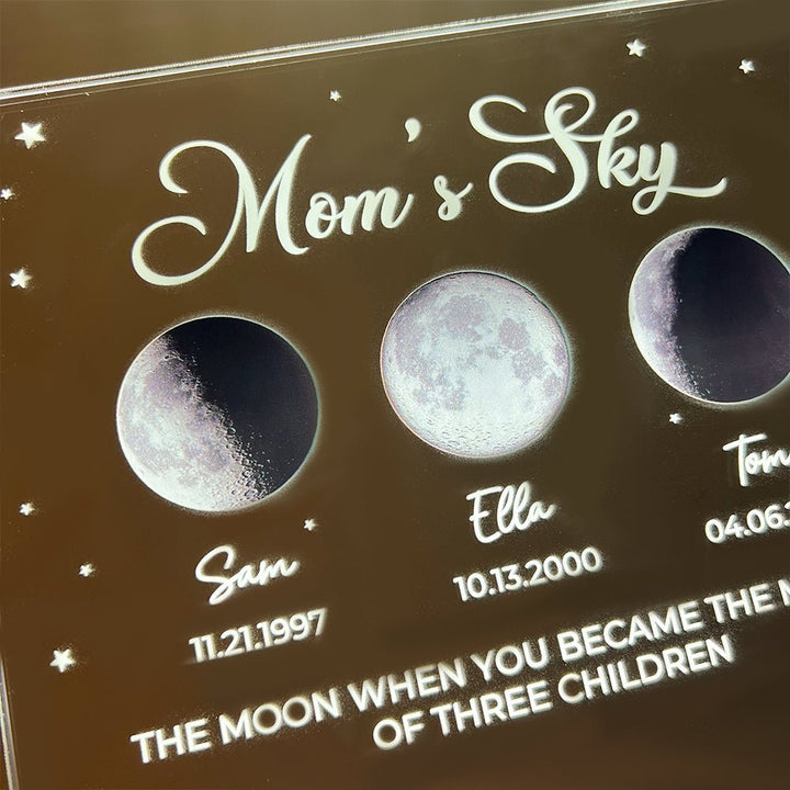 Personalized Real Moon Phase LED Light Painting-Mom's Sky - Canvasgiftco