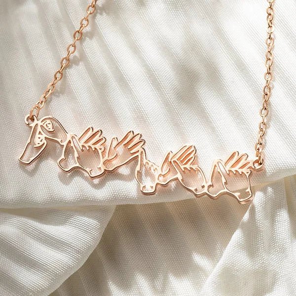Personalized Sign Language Necklace with Fingerspelling Name Charm - Canvasgiftco
