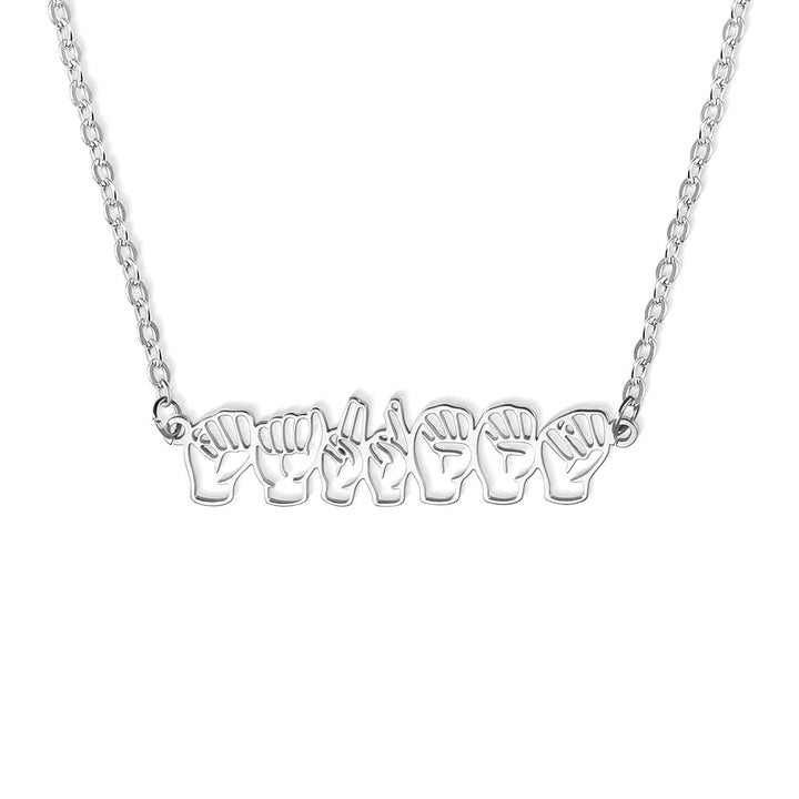 Personalized Sign Language Necklace with Fingerspelling Name Charm - Canvasgiftco