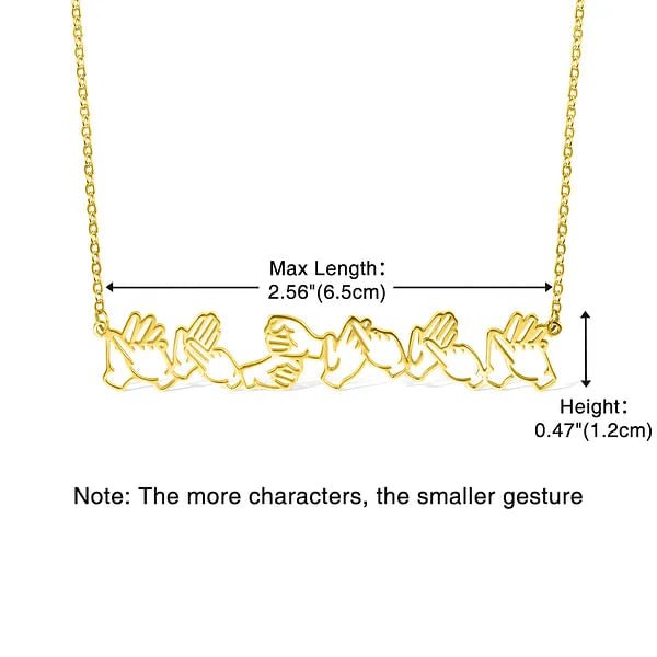 Personalized Sign Language Necklace with Fingerspelling Name Charm - Canvasgiftco