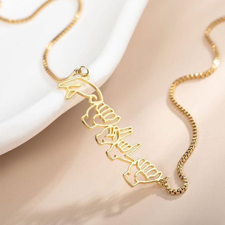 Personalized Sign Language Necklace with Fingerspelling Name Charm - Canvasgiftco